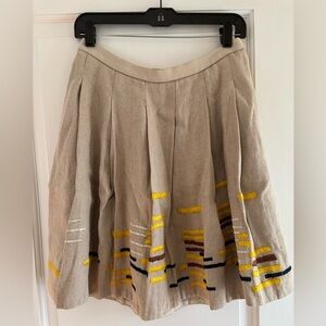 Anthropologie Maeve Linen Skirt with Embroidery